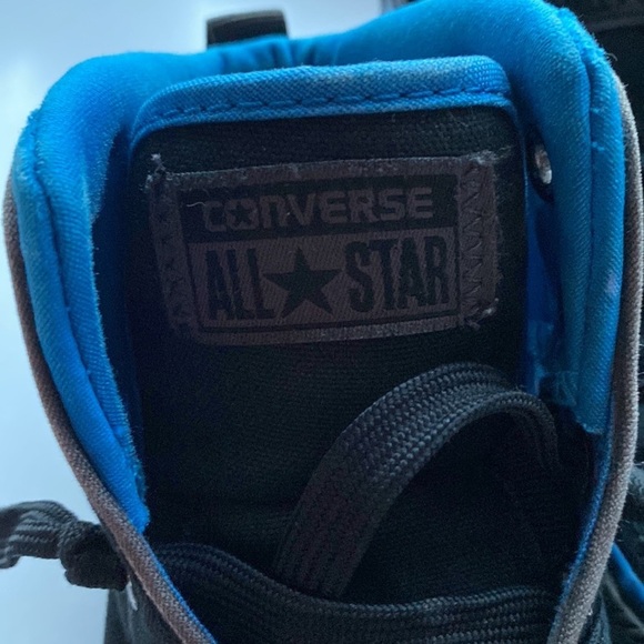 Converse All Star Static Black Blue High Tops High Top Sneaker Kids Size 3 Youth - Picture 2 of 8